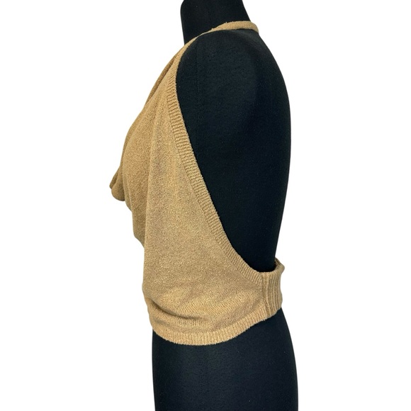 Free People Iris Sweater Open Back Tan Halter Top M - Picture 7 of 12